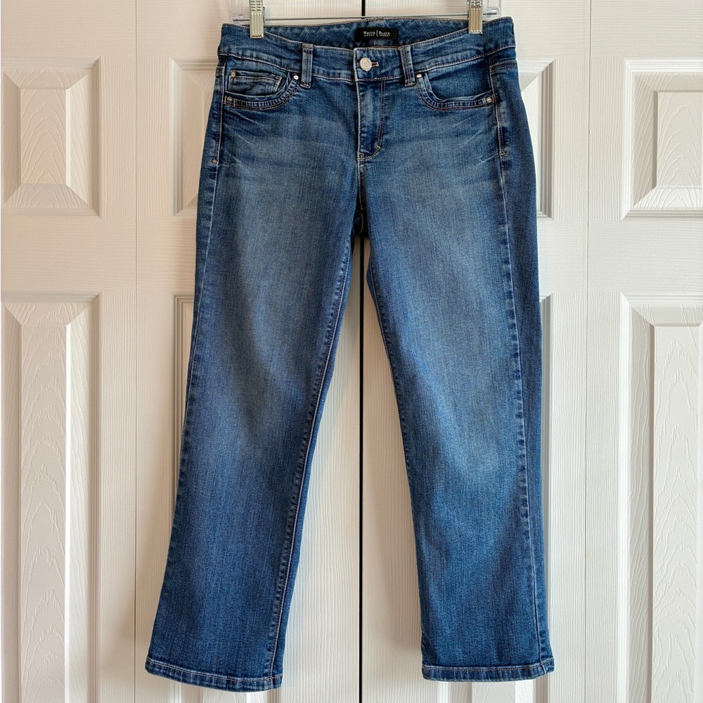 White House Black Market Blanc Crop Jeans 4 Blue Straight Leg Denim WHBM Casual - Picture 5 of 16